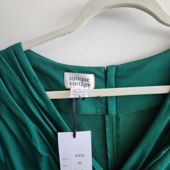 Unique Vintage XL Emerald Green Delores Swing Dress with Sleeves BNWT - Picture 4 of 4
